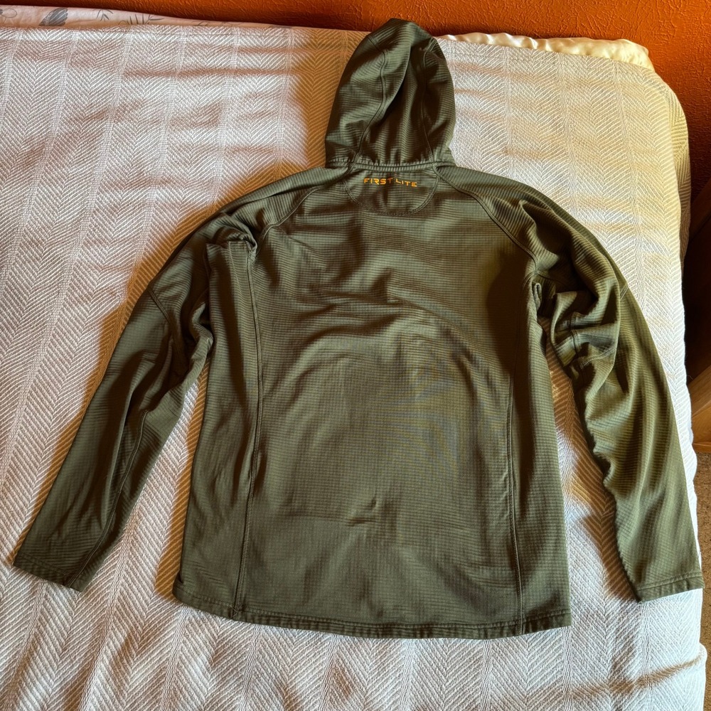 First Lite Klamath Quarter Zip Hoody Mens Large Green Grid Fleece Hunting - Picture 7 of 12